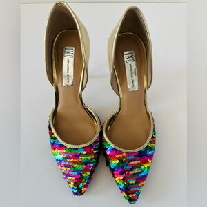 INC International Concepts Women's Multicolored Sequin Heels -6.5M